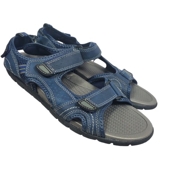 Lands End Men's Size 12 Blue Open Toe Adjustable Strap Sandals - Picture 1 of 8
